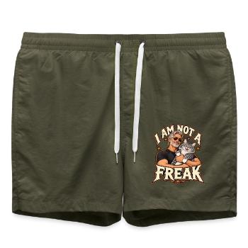 I Am Not A Freak - Badeshorts - Olive - Vorne - AI Model Male 185 light (185cm)