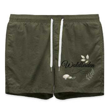 Waldbaden Natur Entspannung - Badeshorts - Olive - Vorne - AI Model Male 185 light (185cm)