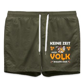 Keine Zeit mein Volk braucht mich Imker Biene - Badeshorts - Olive - Vorne - AI Model Male 185 light (185cm)