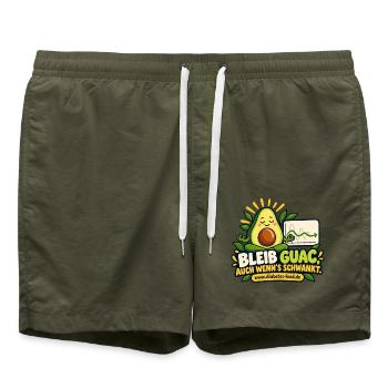 Guac Motivation Avocado Grafik - Badeshorts - Olive - Vorne - AI Model Male 185 light (185cm)