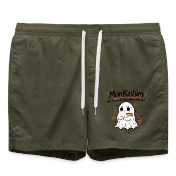 Mein Kostüm: Geist Shirt Halloween Spruch - Badeshorts - Olive - Vorne - AI Model Male 185 light (185cm)