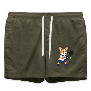 Süßes Kawaii Corgi Tennisspieler-Welpenhemd - Badeshorts - Olive - Vorne - AI Model Male 185 light (185cm)