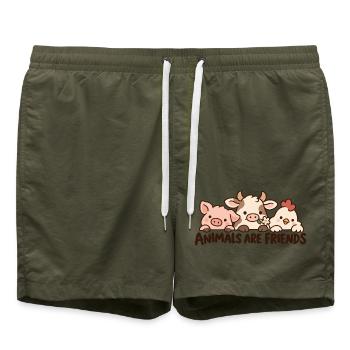 Animals Are Friends Farm Animals - Badeshorts - Olive - Vorne - AI Model Male 185 light (185cm)
