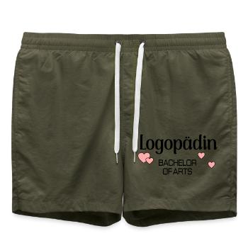 Logopädin Logopädie Bachelor - Badeshorts - Olive - Vorne - AI Model Male 185 light (185cm)