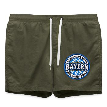 Bayern_Wappen_3 - Badeshorts - Olive - Vorne - AI Model Male 185 light (185cm)