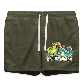 Dinosaurier Partnerlook Paar Humor Geschenk - Badeshorts - Olive - Vorne - AI Model Male 185 light (185cm)