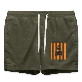 Je ne sais quoi – Französischer Charme - Badeshorts - Olive - Vorne - AI Model Male 185 light (185cm)
