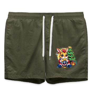 Weihnachtsbunny mit Keksen - Badeshorts - Olive - Vorne - AI Model Male 185 light (185cm)