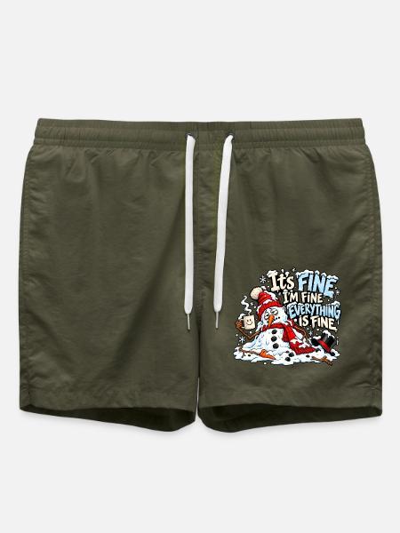 Es ist in Ordnung, ich bin in Ordnung, Schneemann - Badeshorts - Olive