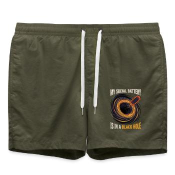 Meine Sociale Batterie Im Schwarzen Loch - Badeshorts - Olive - Vorne - AI Model Male 185 light (185cm)