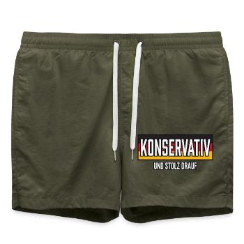 Konservativ und stolz drauf Schwarz Rot Gold - Badeshorts - Olive - Vorne - AI Model Male 185 light (185cm)