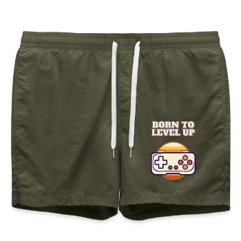 Geboren, um den Retro-Gaming-Controller Vintage aufzuwerten - Badeshorts - Olive - Vorne - AI Model Male 185 light (185cm)
