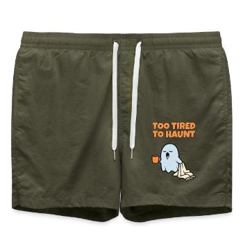 Zu müde, um lustige, schläfrige Geister-Halloween zu verfolgen - Badeshorts - Olive - Vorne - AI Model Male 185 light (185cm)