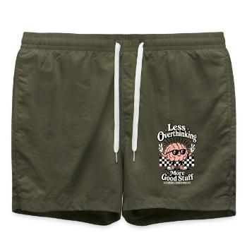 Less Overthinking – More Good Stuff - Badeshorts - Olive - Vorne - AI Model Male 185 light (185cm)