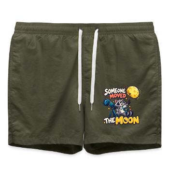 Jemand hat den Mond bewegt - Badeshorts - Olive - Vorne - AI Model Male 185 light (185cm)
