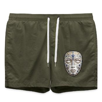 Goldene Maske mit Saphiren - Badeshorts - Olive - Vorne - AI Model Male 185 light (185cm)