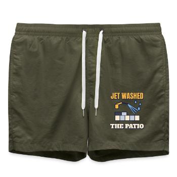 Jet hat die Terrasse gespült – lustiges DIY-Wochenend-T-Shirt - Badeshorts - Olive - Vorne - AI Model Male 185 light (185cm)