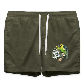 Papageien Wellensittich Besitzer Vogel Spruch - Badeshorts - Olive - Vorne - AI Model Male 185 light (185cm)