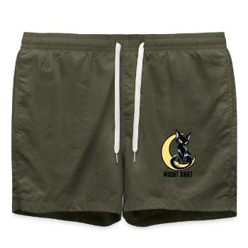 Mondkatze Nachtlicht - Badeshorts - Olive - Vorne - AI Model Male 185 light (185cm)