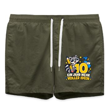 10 Geburtstag – Ein Jahr mehr, voller Ideen - Badeshorts - Olive - Vorne - AI Model Male 185 light (185cm)