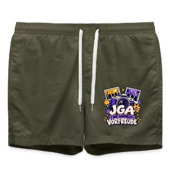 JGA – Wir sammeln Vorfreude - Badeshorts - Olive - Vorne - AI Model Male 185 light (185cm)