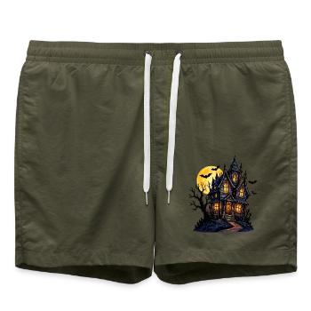 Spukhaus unter Vollmond - Badeshorts - Olive - Vorne - AI Model Male 185 light (185cm)