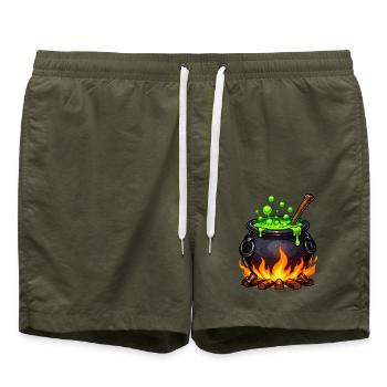 Kessel des Zaubertranks - Badeshorts - Olive - Vorne - AI Model Male 185 light (185cm)