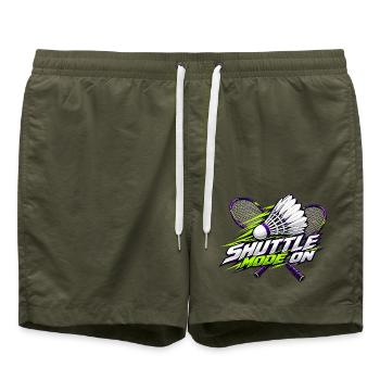 Shuttle-Modus an: Badminton - Badeshorts - Olive - Vorne - AI Model Male 185 light (185cm)