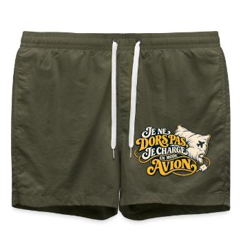 Ich schlafe nicht, ich lade im Flugmodus auf - Badeshorts - Olive - Vorne - AI Model Male 185 light (185cm)