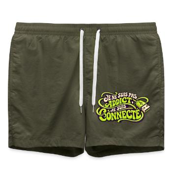 Ich bin nicht süchtig, ich bin verbunden - Badeshorts - Olive - Vorne - AI Model Male 185 light (185cm)
