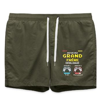 Big Brother Level freigeschalteter Gamer Bald Zukunft - Badeshorts - Olive - Vorne - AI Model Male 185 light (185cm)