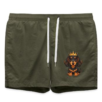 Dachshund Royalty - Badeshorts - Olive - Vorne - AI Model Male 185 light (185cm)