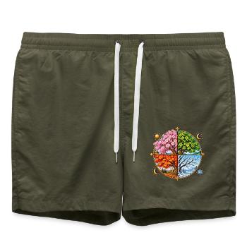 Vier Jahreszeiten Baumkreis - Badeshorts - Olive - Vorne - AI Model Male 185 light (185cm)