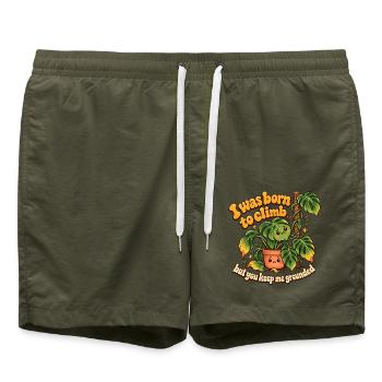 "I was born to climb" - Badeshorts - Olive - Vorne - AI Model Male 185 light (185cm)