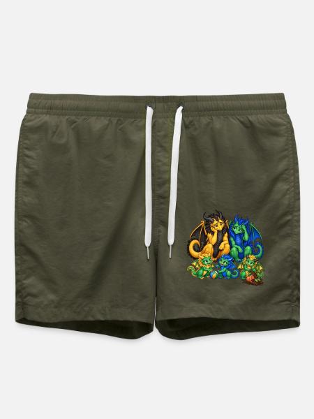 Drachenfamilie – Eltern im Familienchaos - Badeshorts - Olive