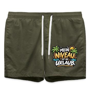 Mein Urlaub ist im Urlaub - Badeshorts - Olive - Vorne - AI Model Male 185 light (185cm)