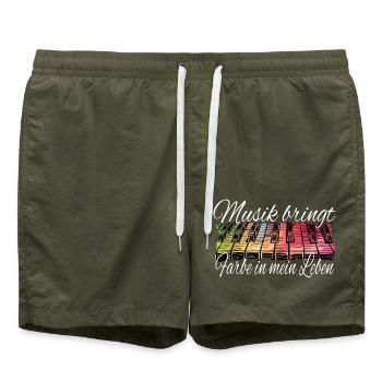 Klavier Musik bringt Farbe ins Leben – Pianist - Badeshorts - Olive - Vorne - AI Model Male 185 light (185cm)