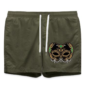 Prunkvolle venezianische Maskenmaske - Badeshorts - Olive - Vorne - AI Model Male 185 light (185cm)