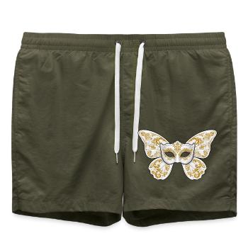 Verzierte goldene Maskenmaske - Badeshorts - Olive - Vorne - AI Model Male 185 light (185cm)