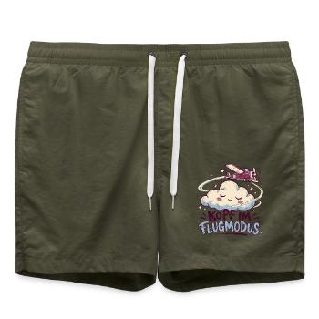 Kopf im Flugmodus Wolkenflug-Design - Badeshorts - Olive - Vorne - AI Model Male 185 light (185cm)