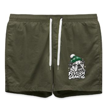 Grantige Weihnacht - Badeshorts - Olive - Vorne - AI Model Male 185 light (185cm)