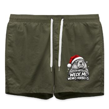 Grantige Weihnacht - Badeshorts - Olive - Vorne - AI Model Male 185 light (185cm)