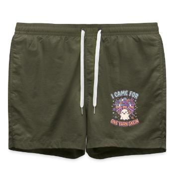 Garngeist: Ich kam für eine Garnskein - Badeshorts - Olive - Vorne - AI Model Male 185 light (185cm)