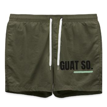 Guat so, wia i bin - Badeshorts - Olive - Vorne - AI Model Male 185 light (185cm)