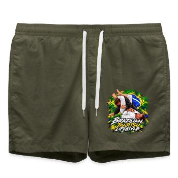 Armbar – Brazilian Jiu-Jitsu Lifestyle BJJ - Badeshorts - Olive - Vorne - AI Model Male 185 light (185cm)