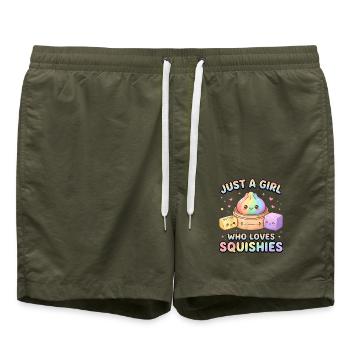 Mädchen liebt Squishies Regenbogen - Badeshorts - Olive - Vorne - AI Model Male 185 light (185cm)