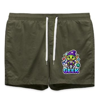 ICH BIN EIN NERD - Goblinspieler - Badeshorts - Olive - Vorne - AI Model Male 185 light (185cm)