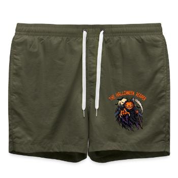 Reaper Pumpkin von Helfspawn - Badeshorts - Olive - Vorne - AI Model Male 185 light (185cm)