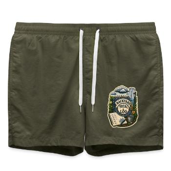 BACKYARD TOTAL LOG Wolken - Badeshorts - Olive - Vorne - AI Model Male 185 light (185cm)