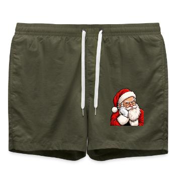 Grimmiger Santa im klassischen Rot - Badeshorts - Olive - Vorne - AI Model Male 185 light (185cm)